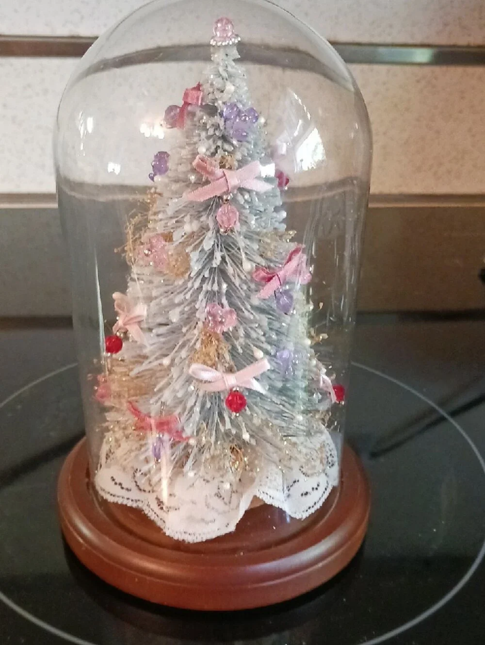 Elegant! Pink & Purple Mini Holiday Tree Dome 🎄 Decorative Home Holiday Accent